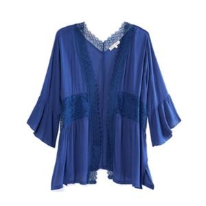 Lace Trim Ruffle Kimono